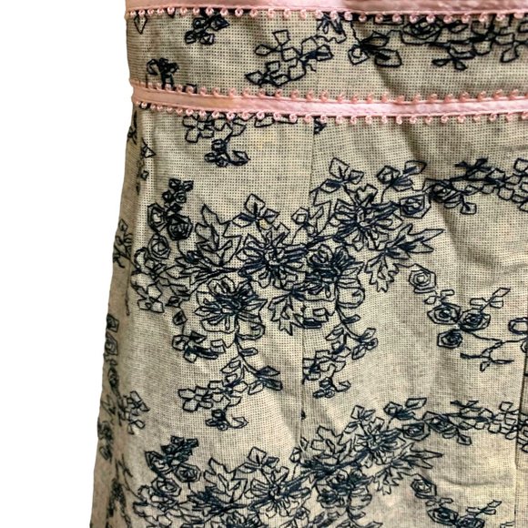 HELEN WANG Beige Shell Black Embroidered Daisies Strapless A-Line Dress - Picture 10 of 11